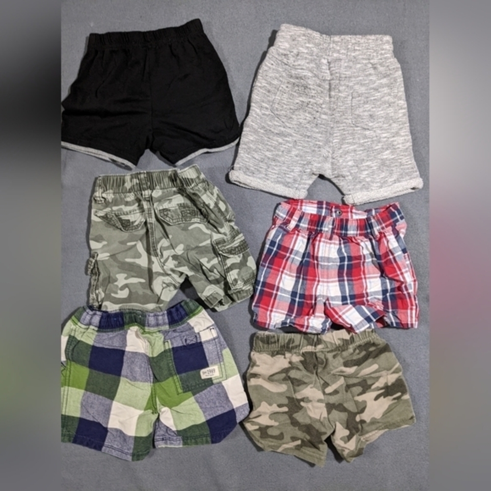 Boys shorts bundle 18 months black gray camo‎ plaid